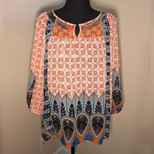 Colorful fig and flower blouse